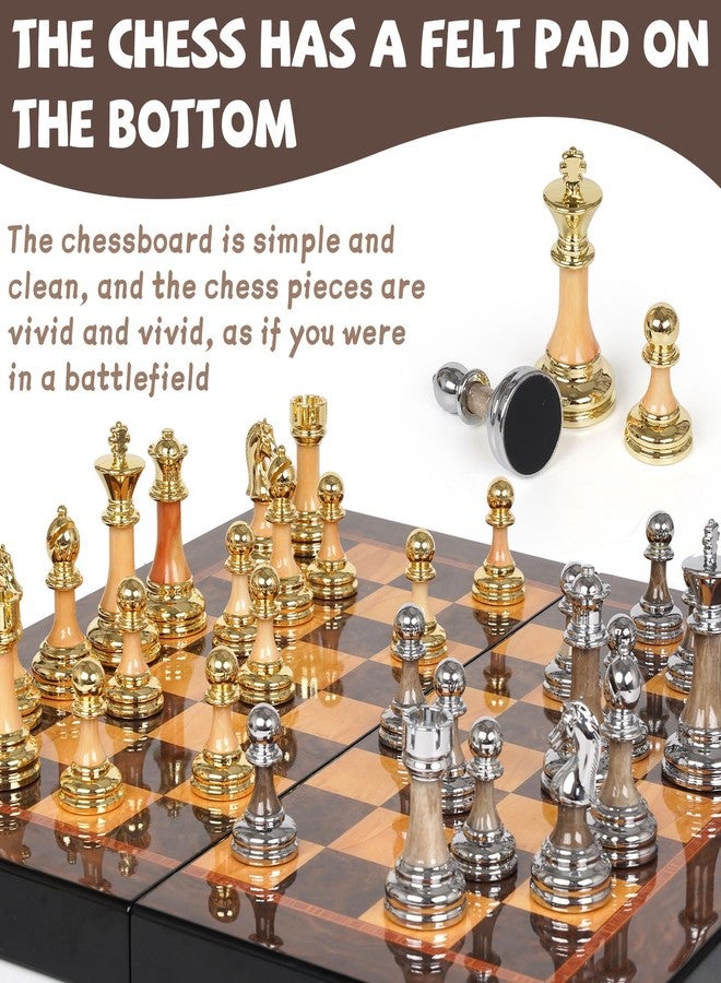 Kvintes Luxury Large Metal & Acrylic Chess Set with Wooden Chess Board (17”) - Weighted Chess Pieces with 3.5” King, Foldable Tournament Chess Set for Adults and Kids, Professional Chess Game Set - Image 5